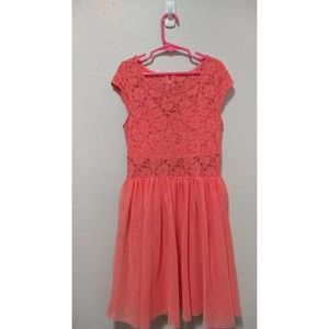 BaileyBlue Girls Dress Orange Lace Sz M 6-8 Years